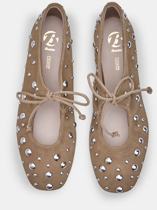 Ballerines en daim  avec nœud et clous Bata - Kiabi