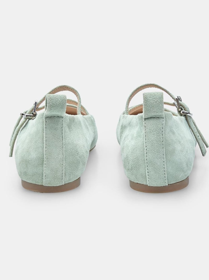 Ballerines en daim confortables  avec double bande BATA Vert - Kiabi
