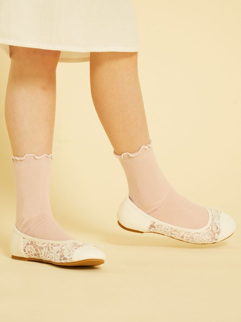 Fashion Chaussure Ballerine Pour Enfant Fille - Blanc - Prix pas cher