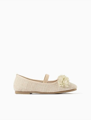Ballerines en lin avec fleurs