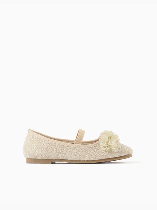 Ballerines en lin avec fleurs - Kiabi