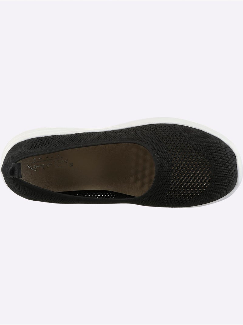 Ballerines en matière textile ajourée avec semelle confortable en cuir - Taille standard - Helline Noir - Kiabi