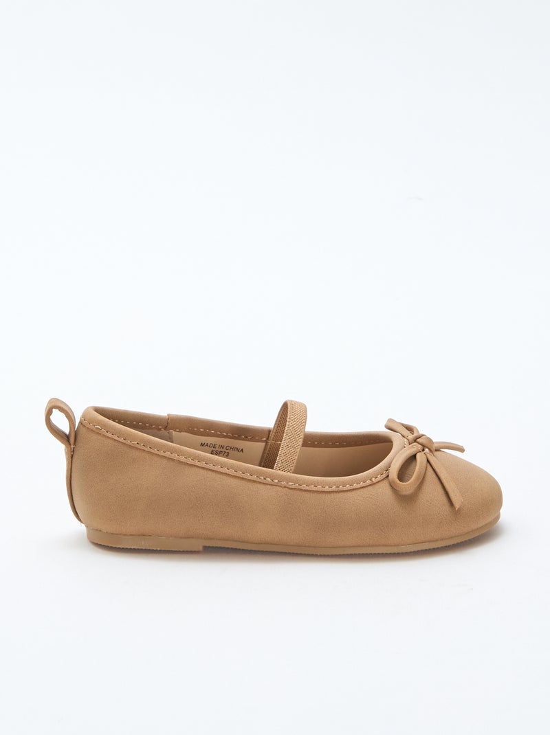 Ballerines en simili à bride Taupe - Kiabi