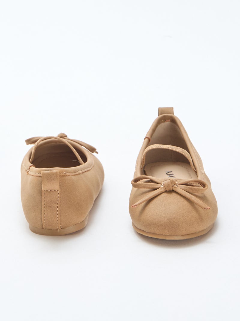 Ballerines en simili à bride Taupe - Kiabi