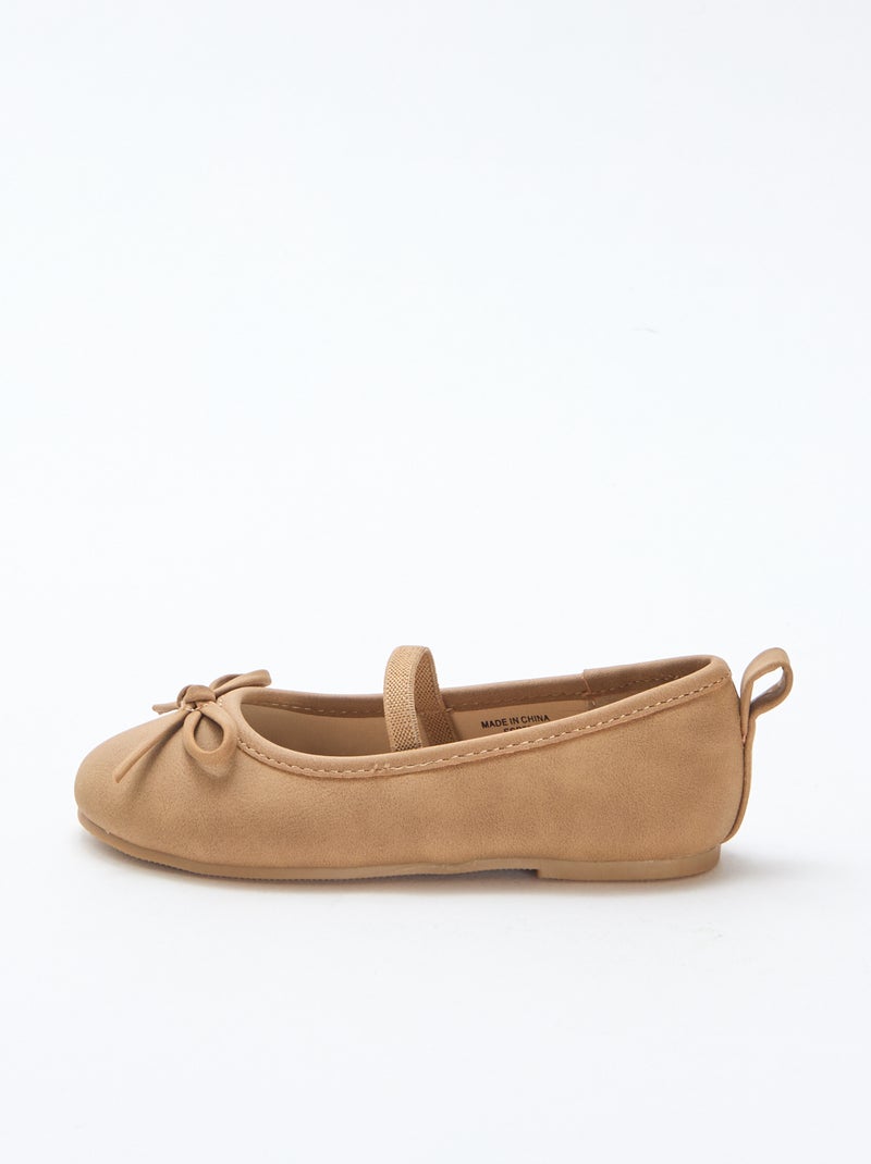 Ballerines en simili à bride Taupe - Kiabi