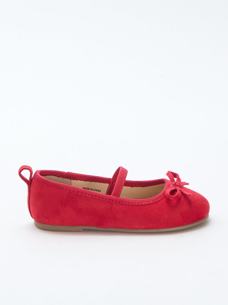 Ballerines en suédine à bride Rouge - Kiabi