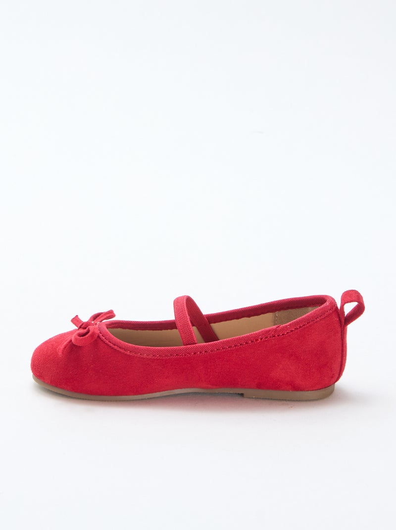 Ballerines en suédine à bride Rouge - Kiabi