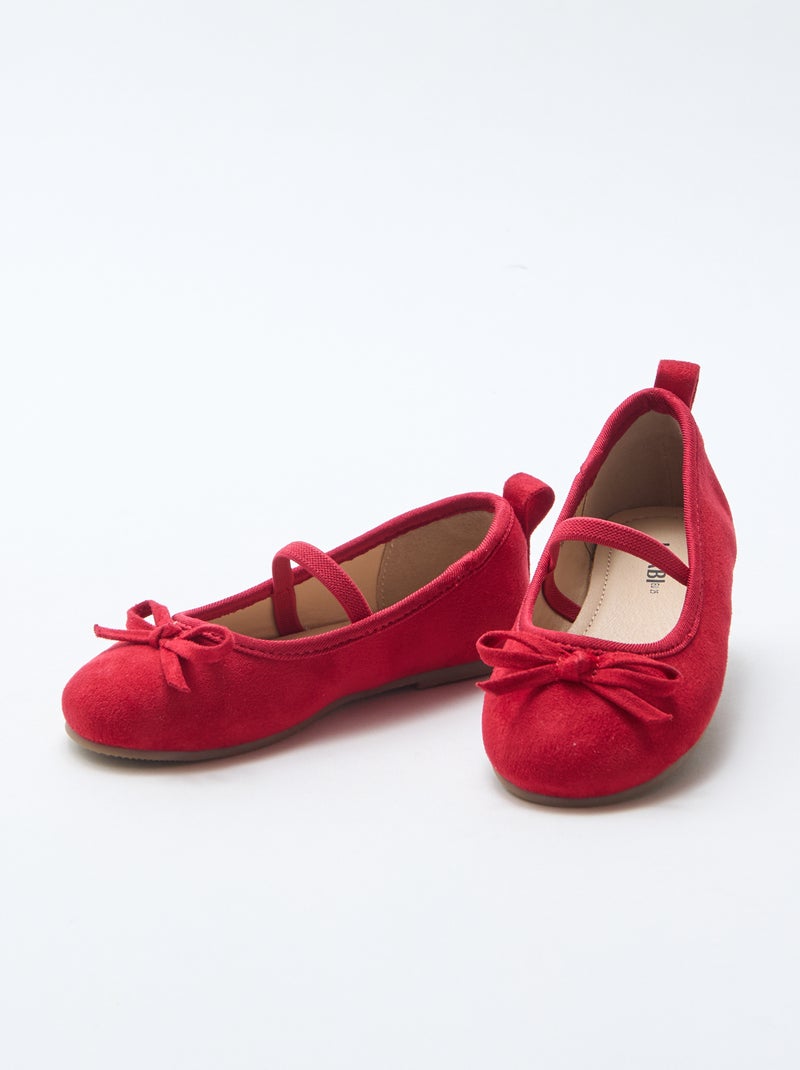 Ballerines en suédine à bride Rouge - Kiabi