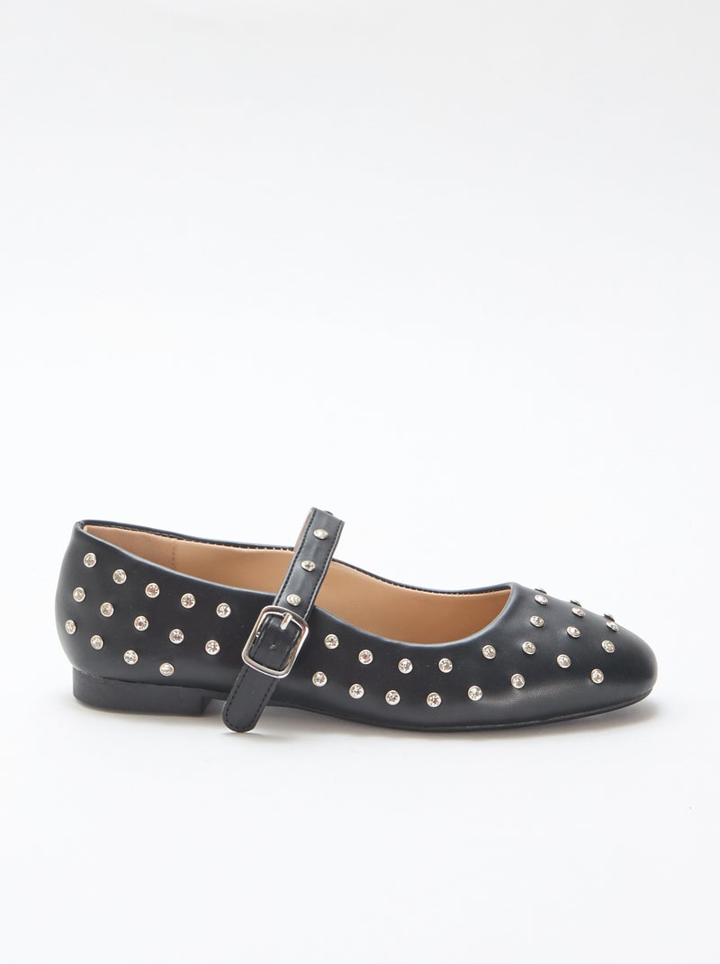 Ballerines en suédine cloutées Noir - Kiabi