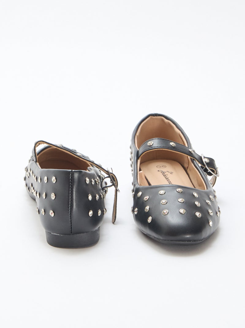 Ballerines en suédine cloutées Noir - Kiabi