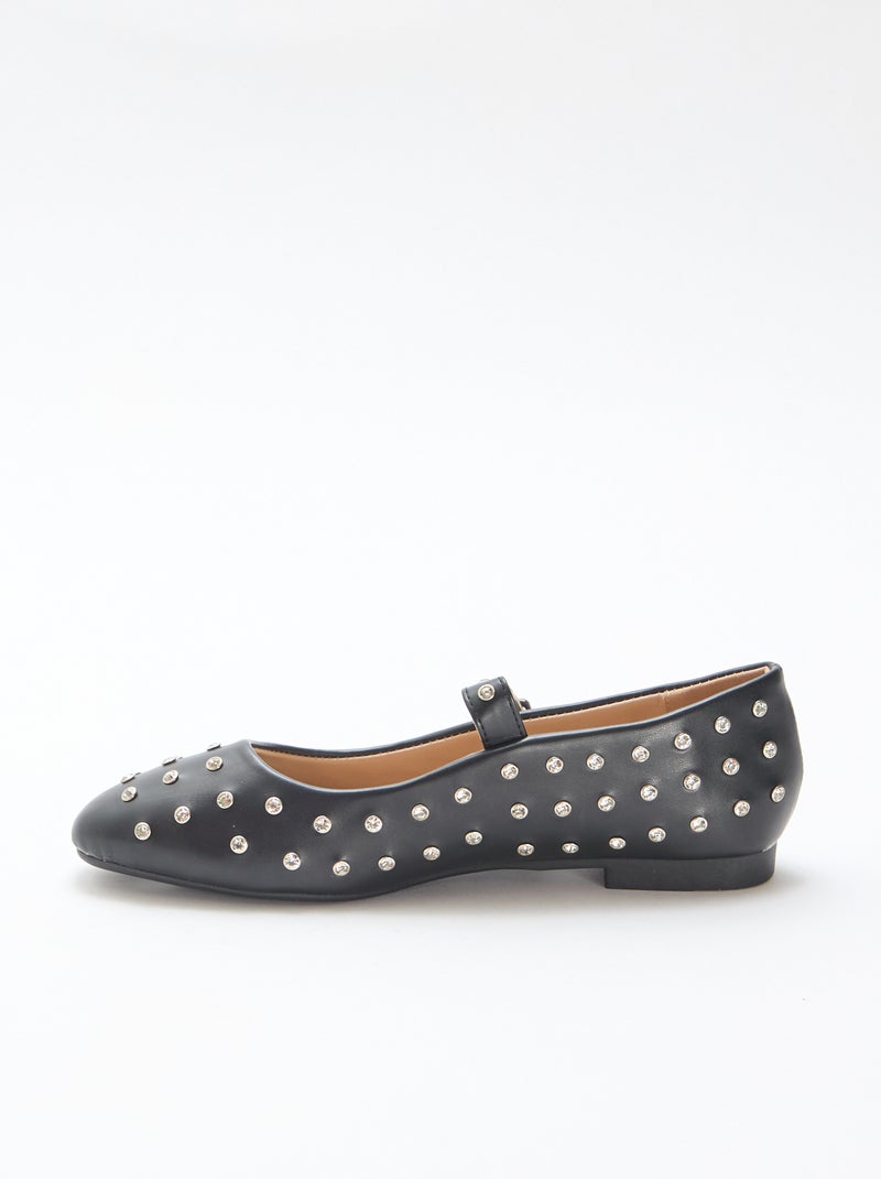 Ballerines en suédine cloutées Noir - Kiabi