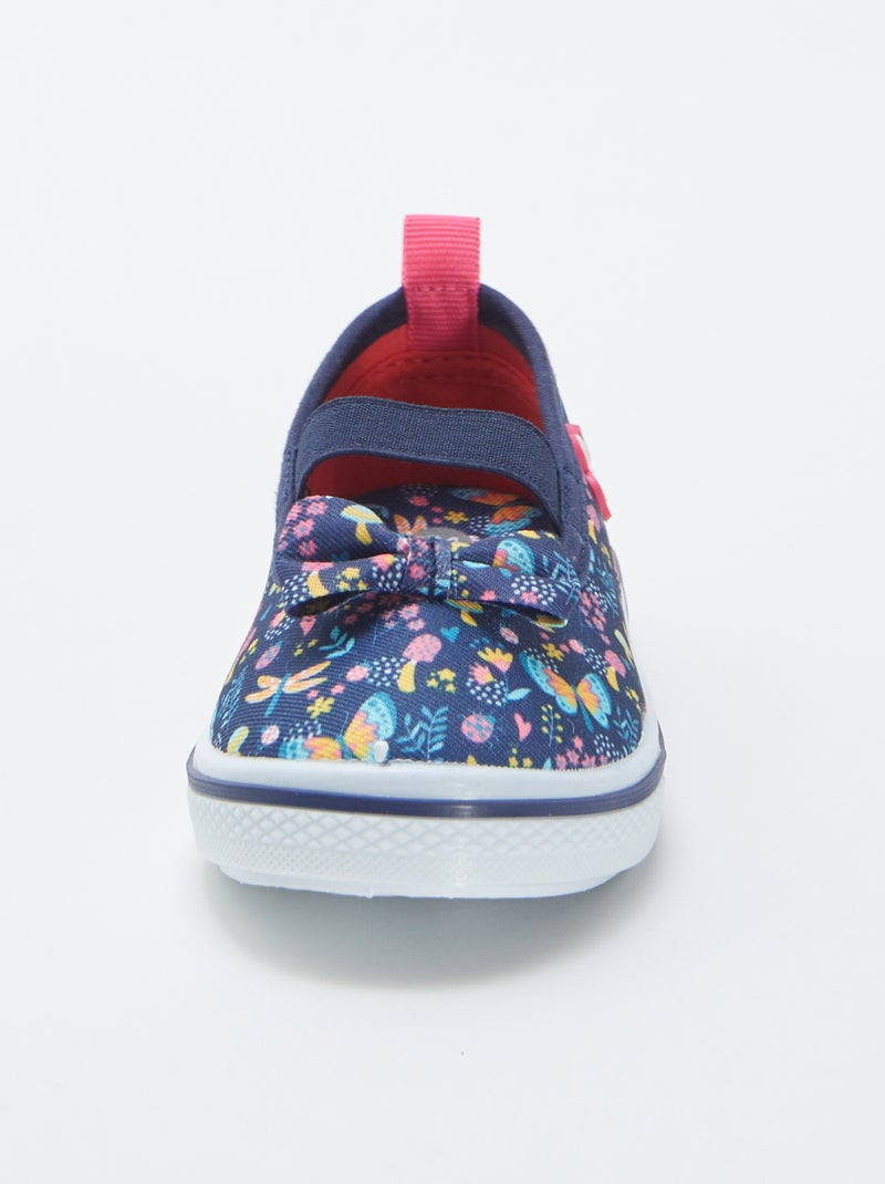 Ballerines en toile à fleurs Bleu - Kiabi