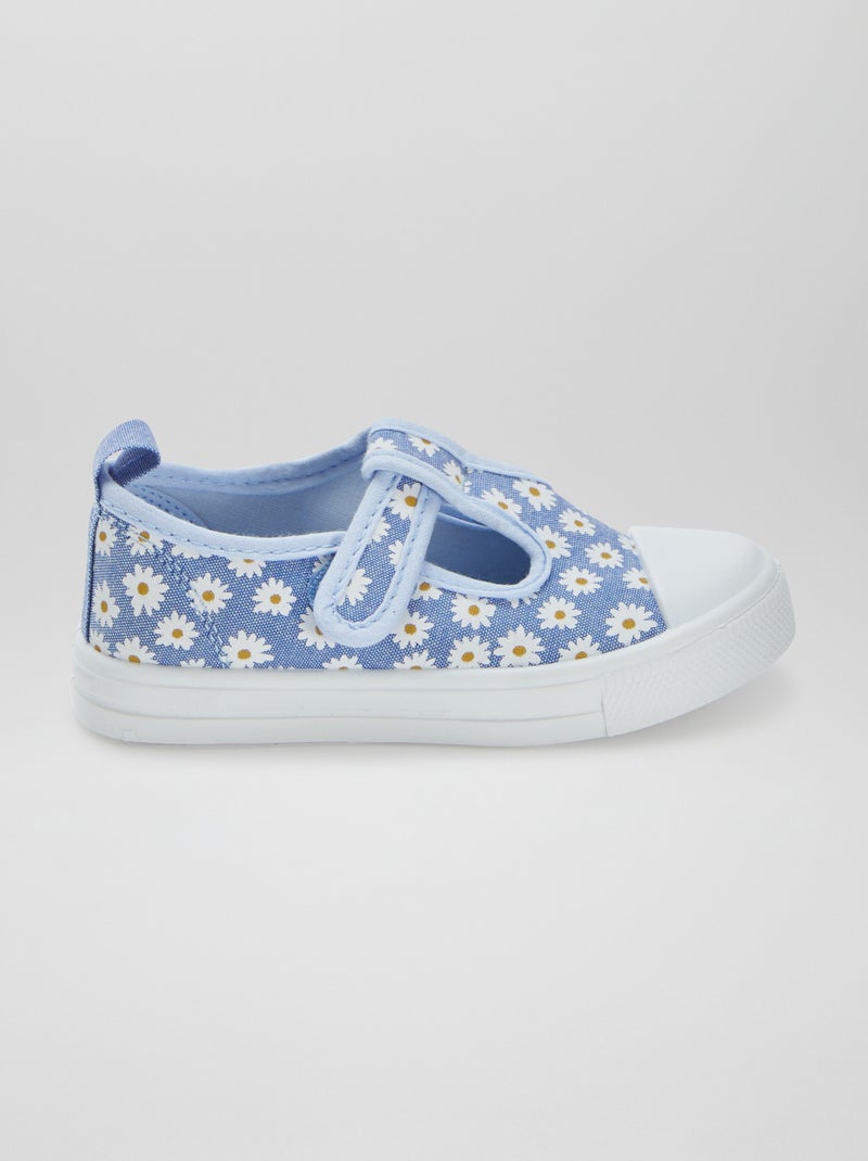 Ballerines en toile à scratch BLEU - Kiabi