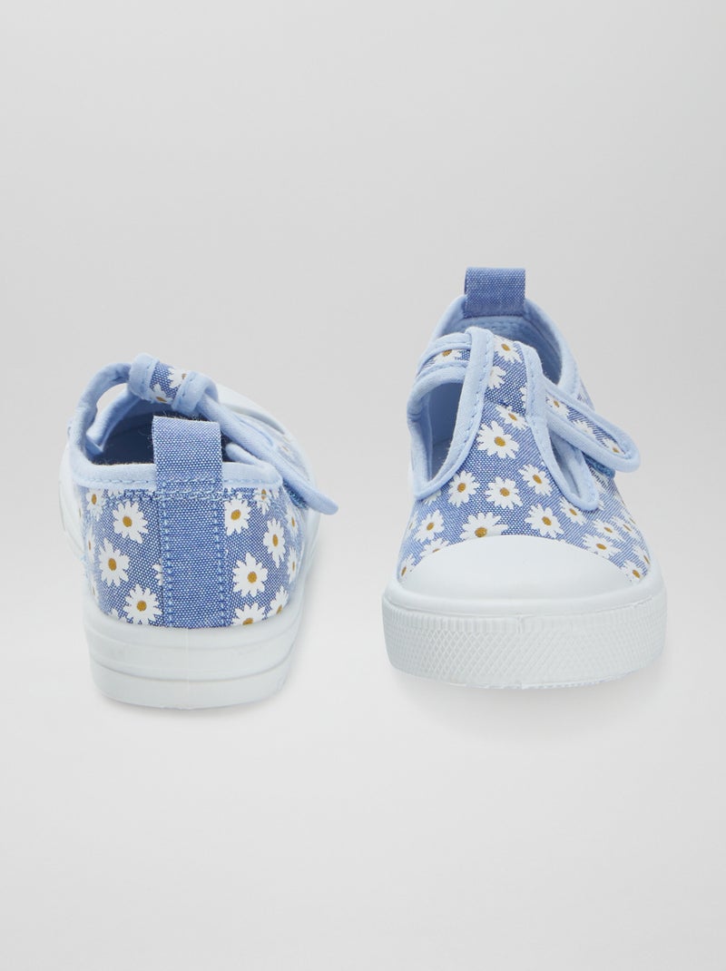 Ballerines en toile à scratch BLEU - Kiabi