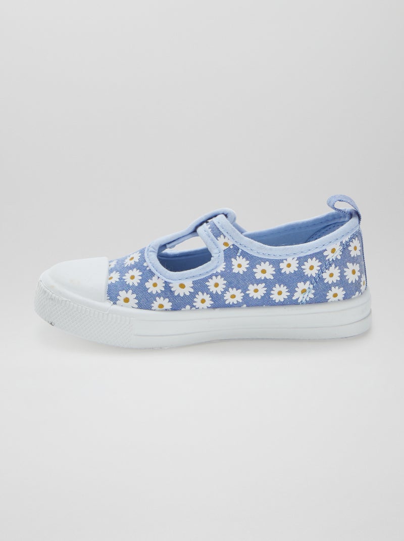 Ballerines en toile à scratch BLEU - Kiabi