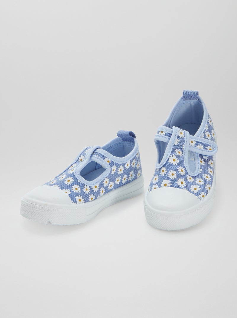 Ballerines en toile à scratch BLEU - Kiabi