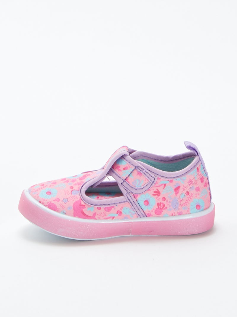 Ballerines en toile à scratch ROSE - Kiabi