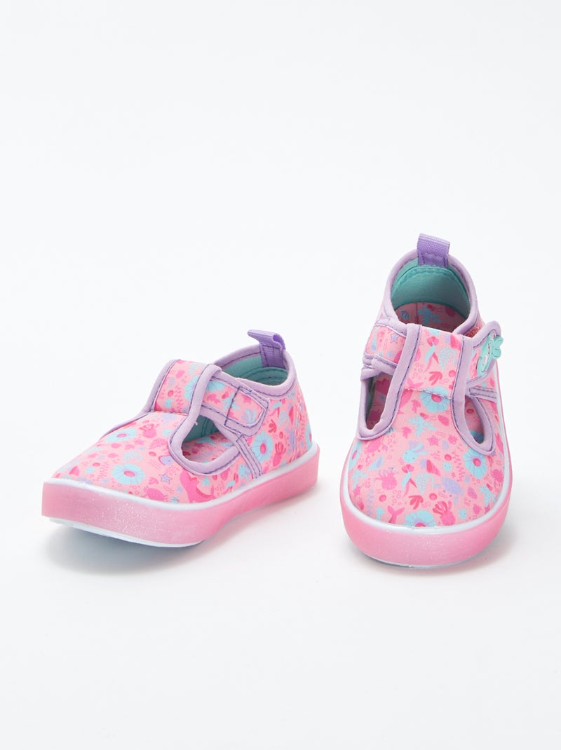 Ballerines en toile à scratch ROSE - Kiabi