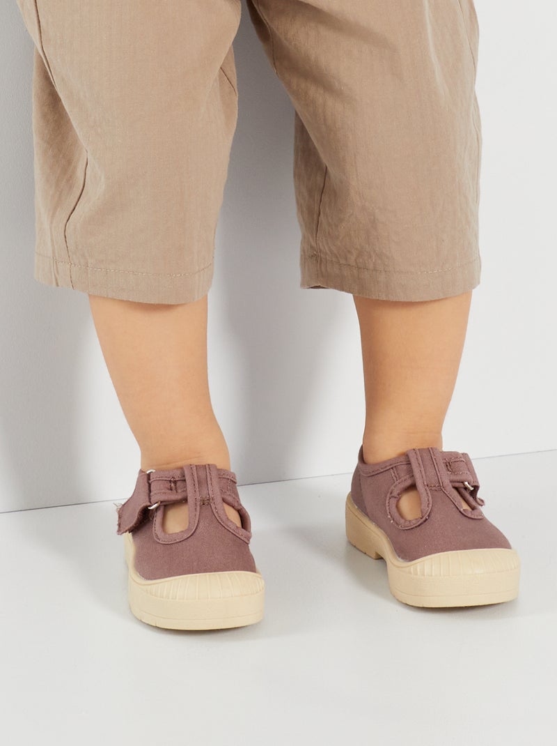 Ballerines en toile aubergine - Kiabi