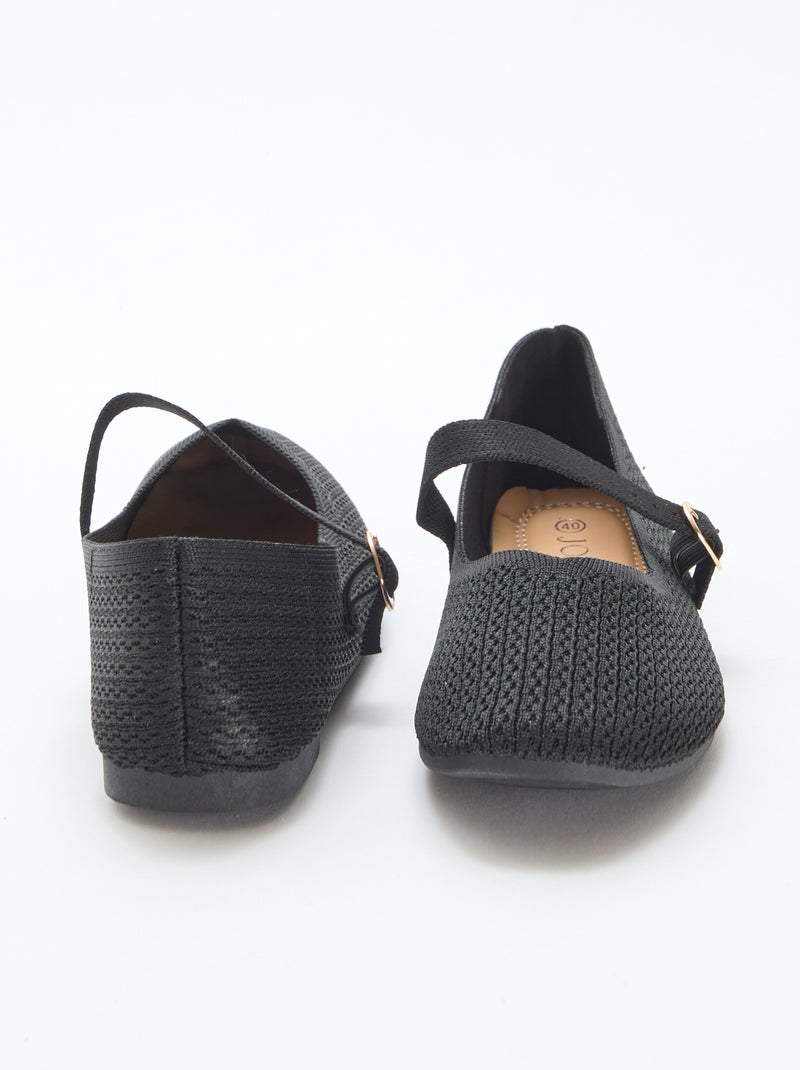 Ballerines en tricot Noir - Kiabi