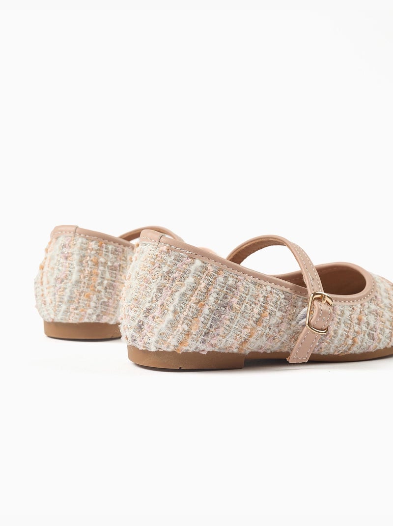 Ballerines en tweed avec bride Rose clair - Kiabi