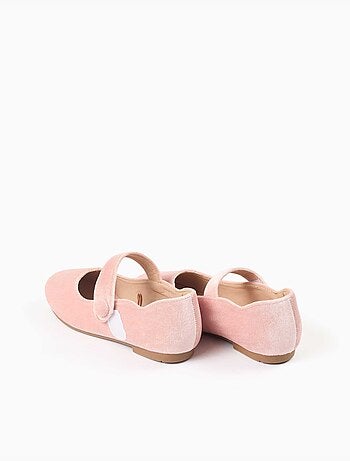 Ballerines en velours avec fermeture à scratch