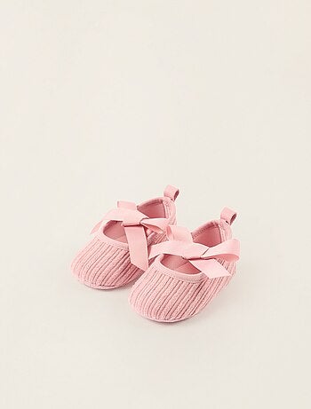 Ballerines en Velours Côtelé avec Nœud