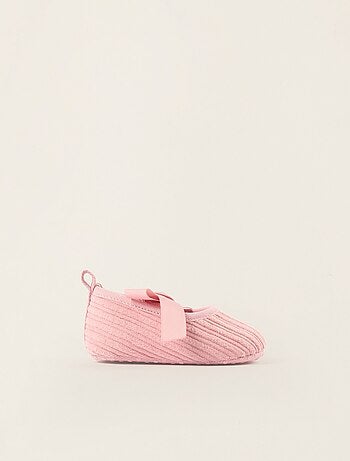 Ballerines en Velours Côtelé avec Nœud