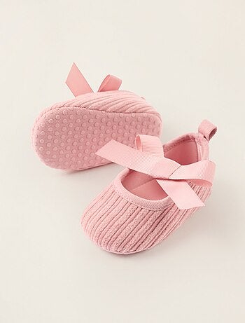 Ballerines en Velours Côtelé avec Nœud