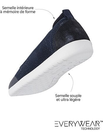 Ballerines facile à enfiler, semelle à mémoire forme, confortable et légère