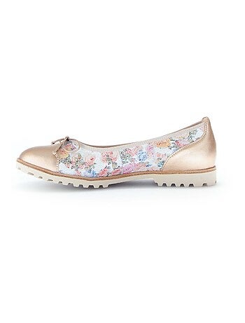 Ballerines fleuries en cuir lisse