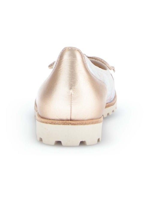 Ballerines fleuries en cuir lisse - Kiabi