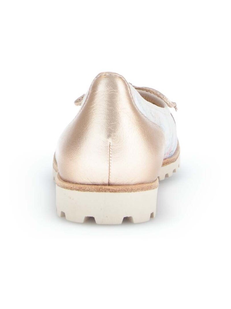 Ballerines fleuries en cuir lisse Multicolore - Kiabi
