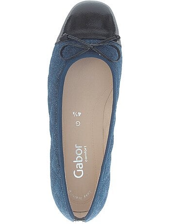 Ballerines jeans bout vernis (cuir et textile)