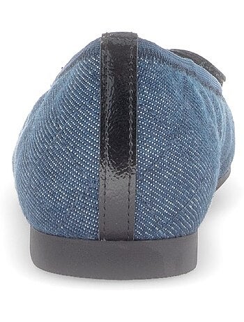 Ballerines jeans bout vernis (cuir et textile)