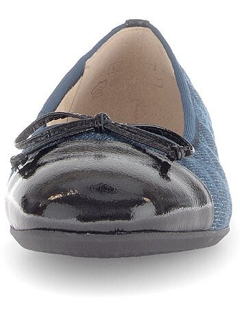 Ballerines jeans bout vernis (cuir et textile)