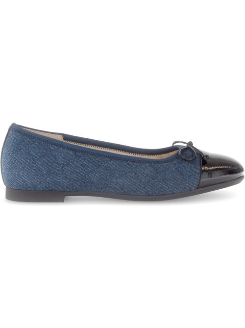 Ballerines  jeans bout vernis (cuir et textile) - Kiabi