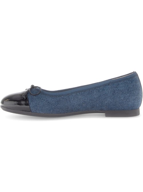 Ballerines  jeans bout vernis (cuir et textile) - Kiabi