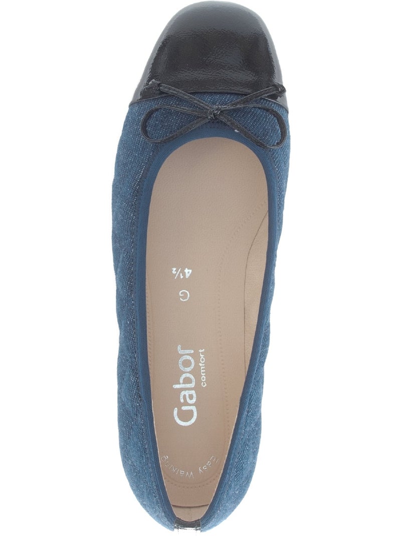 Ballerines  jeans bout vernis (cuir et textile) Bleu - Kiabi