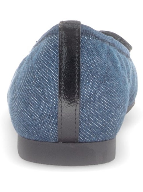 Ballerines  jeans bout vernis (cuir et textile) - Kiabi