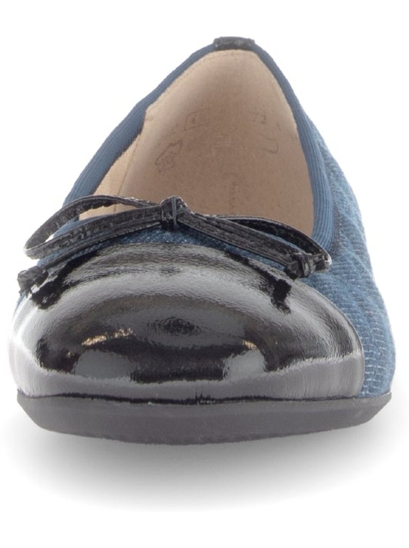 Ballerines  jeans bout vernis (cuir et textile) Bleu - Kiabi