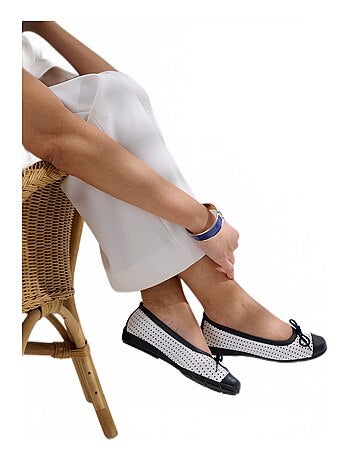 Ballerines largeur confort cuir perforé - Afibel