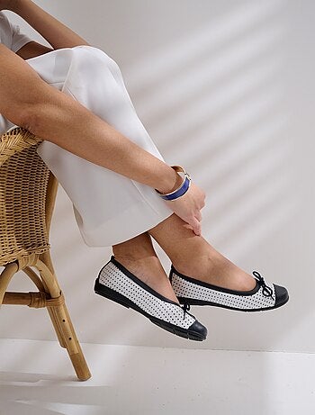 Ballerines largeur confort cuir perforé - Afibel