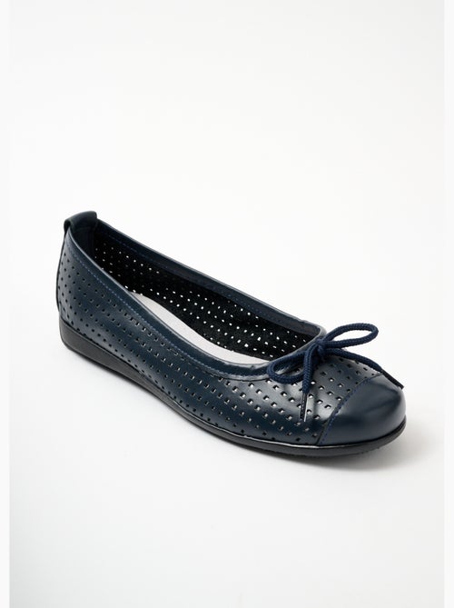 Ballerines largeur confort cuir perforé - Afibel - Kiabi