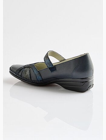 Ballerines largeur confort cuir scratchées - Afibel