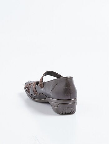 Ballerines largeur confort cuir scratchées - afibel