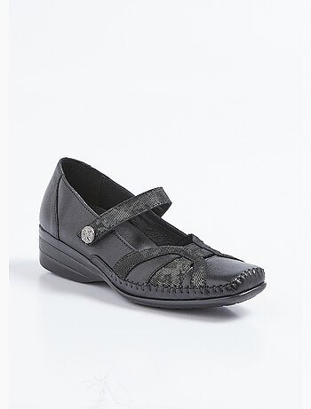 Ballerines largeur confort cuir scratchées - afibel
