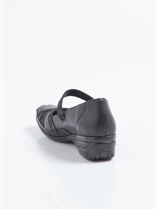 Ballerines largeur confort cuir scratchées - Afibel - Kiabi