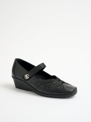 Ballerines largeur confort cuir scratchées
