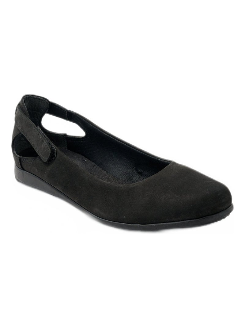 Ballerines largeur confort cuir velours Noir - Kiabi